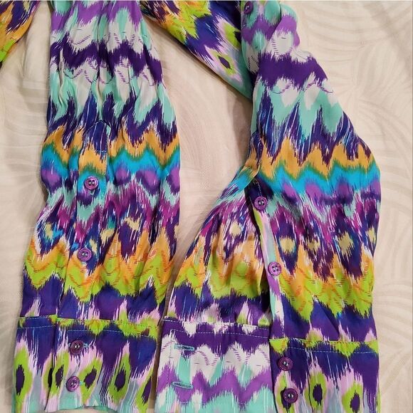 Haute Hippie 100% Silk Multicolor Shirt-Dress Size M - Picture 9 of 11